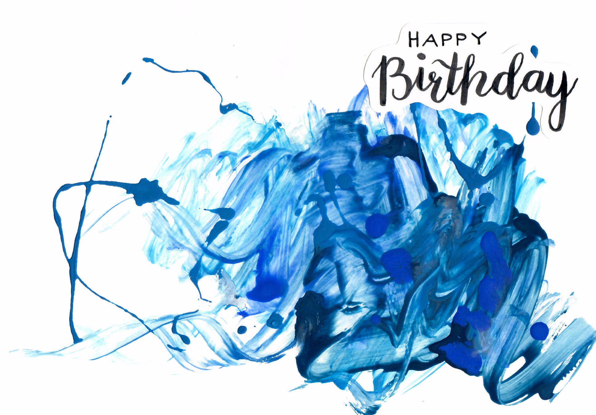 Acrylmaerei - Happy Birthday Karte blau