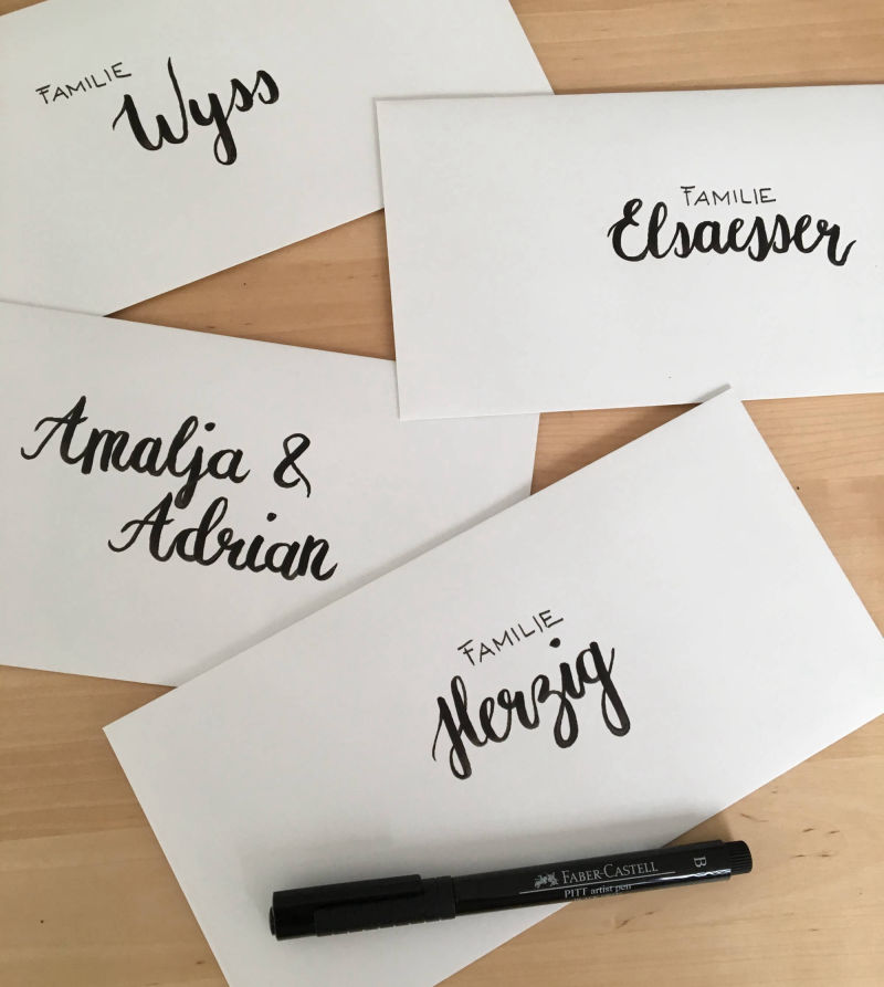 Handlettering - Couverts mit Namen